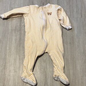 Pekkle Striped Yellow Baby Onesie with Bear Design